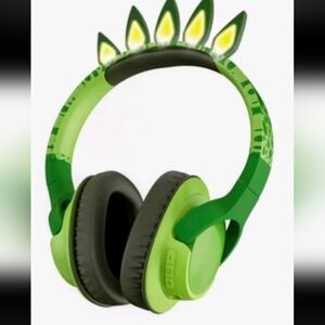 ART+SOUND Dinosaur Bluetooth Wireless Wired Kids Headphones Green